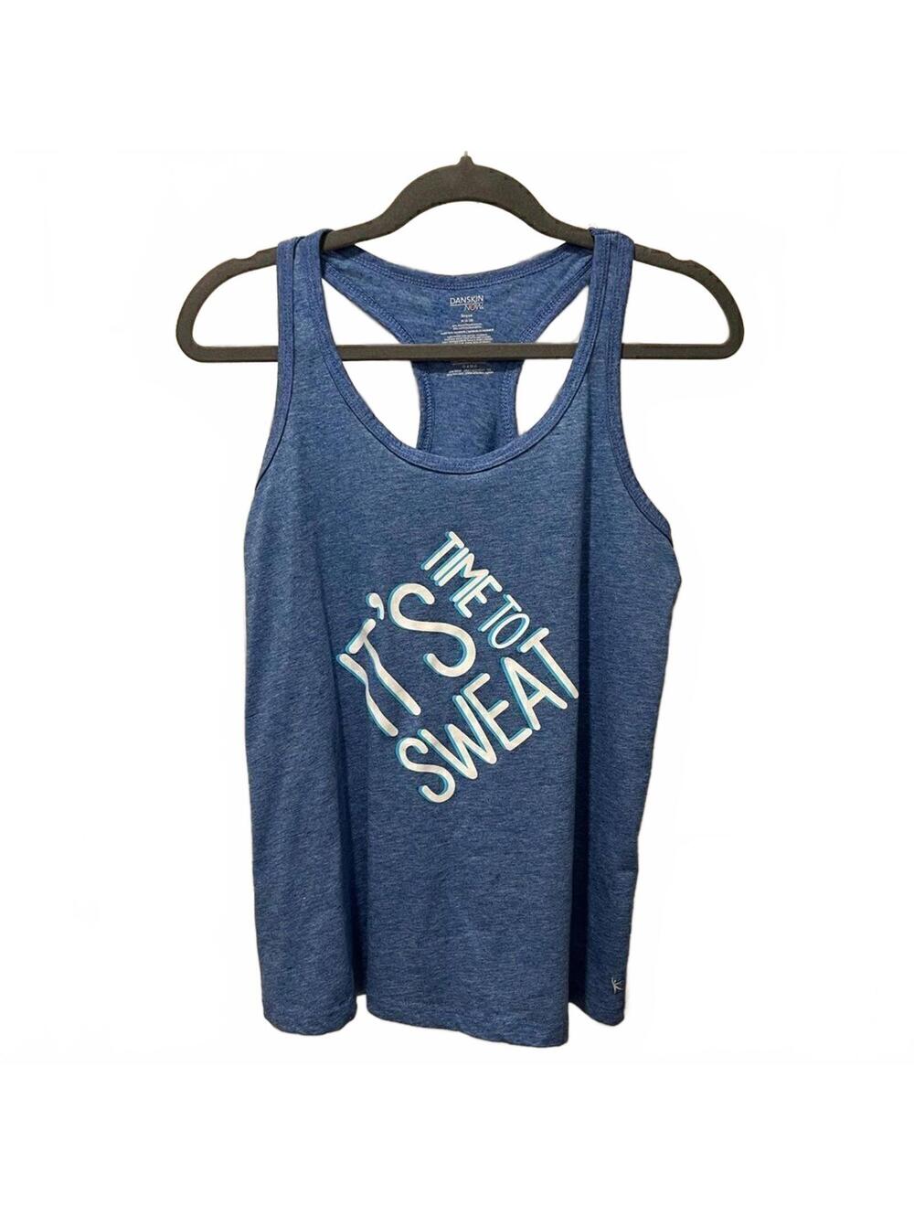 DANSKIN NOW “it’s time to sweat” blue racerback tank, women’s size M